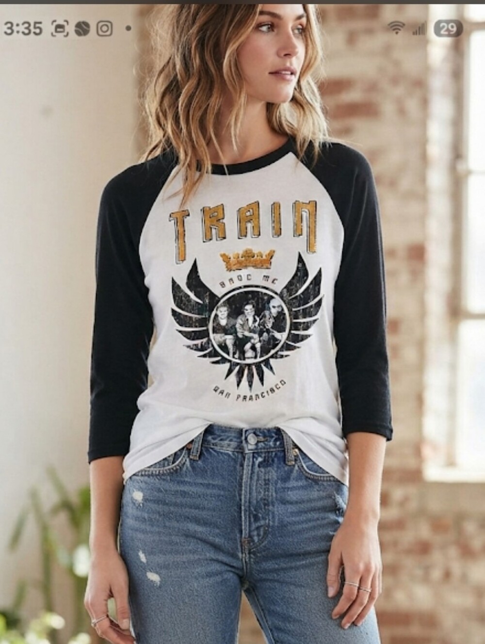 Train 2009 Save Me San Francisco Black & White Raglan Sleeve Shirt Size UNISEX S